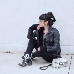 maje lather jacket et cara boots zadig et voltaire